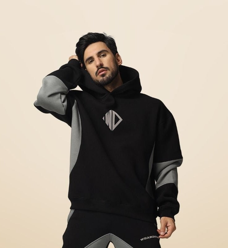 WD Gorbcore Colorblock Hoodie (Black-Grey) - Wearduds