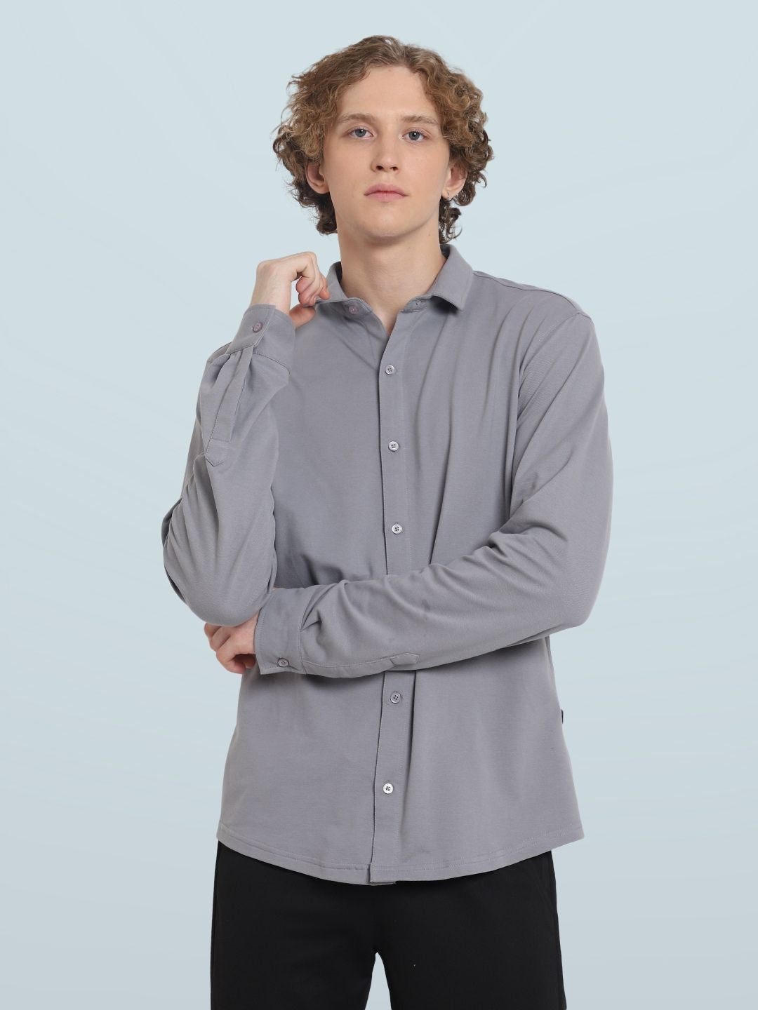 Silver Grey Sporty Pique Shirt - Wearduds