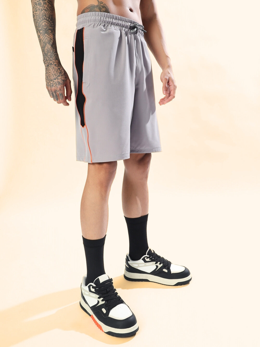 Boomer Shorts (Grey With Orange Piping)