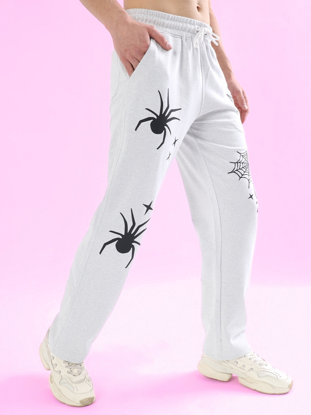 SPIDER WEBBED RELAXED JOGGER (LIGHT GREY)