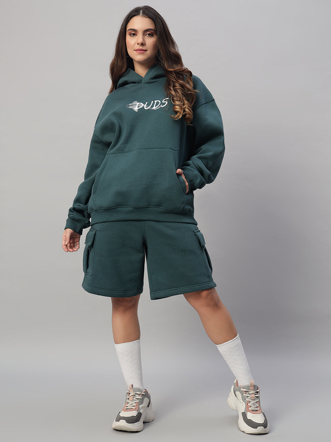 Women's Leopard Shark Fleece Co-Ord (Teal Green)