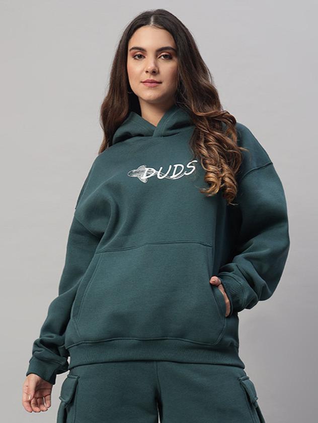 Women's Leopard Shark Fleece Hoodie (Teal Green)