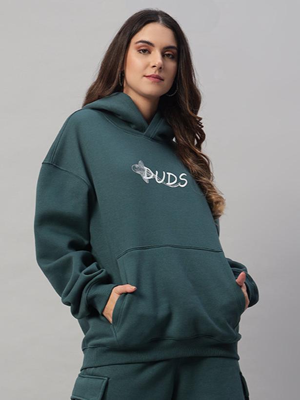 Women's Leopard Shark Fleece Hoodie (Teal Green)