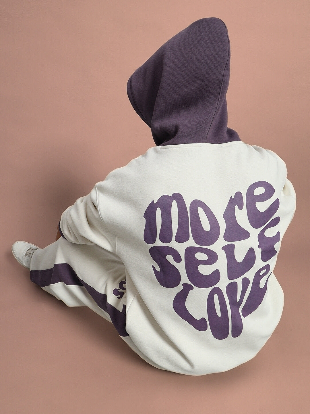 Self Love Oversized Hoodie (White-Violet)