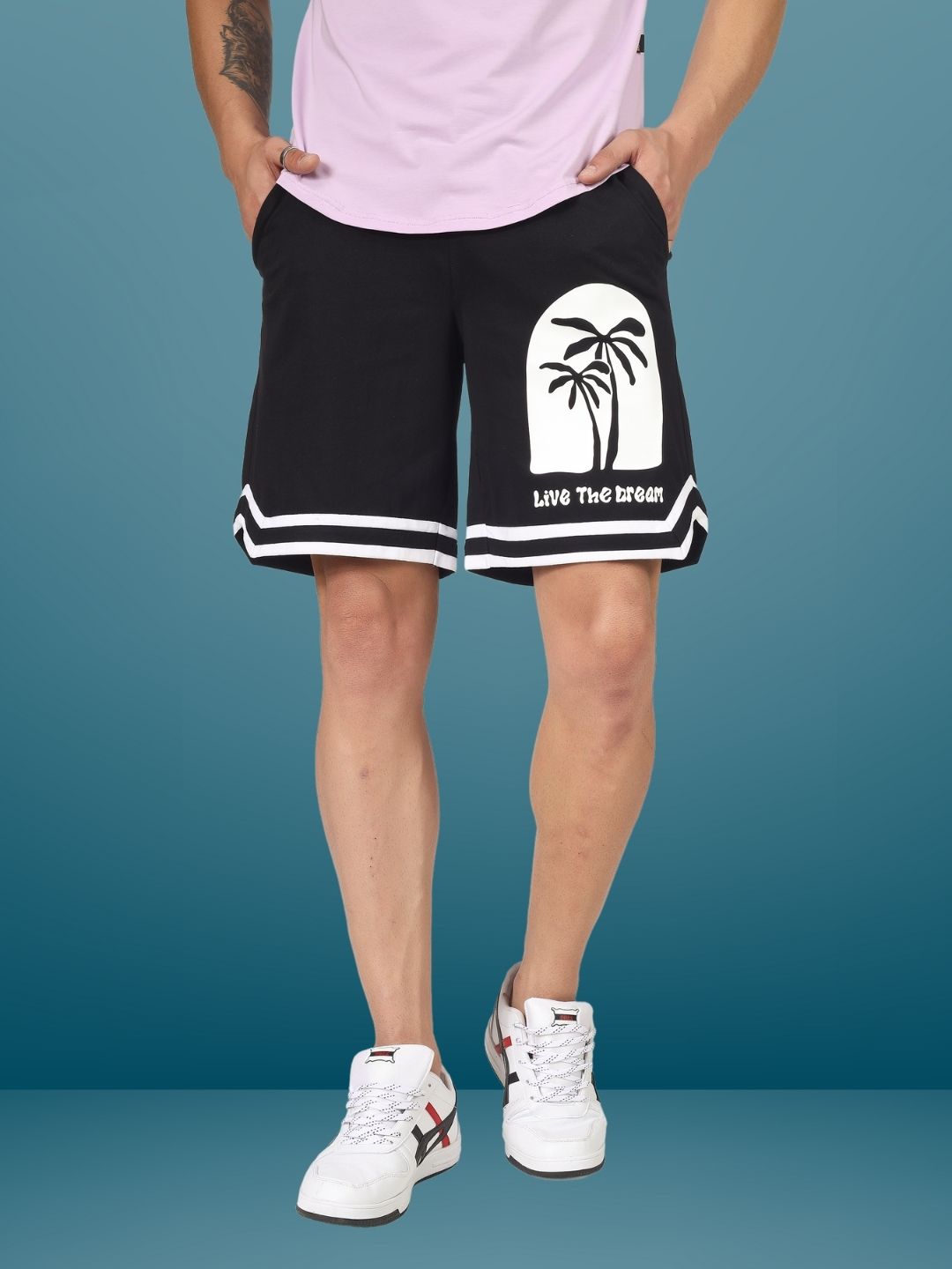 Live the dream Regular Fit Shorts (Black) - Wearduds