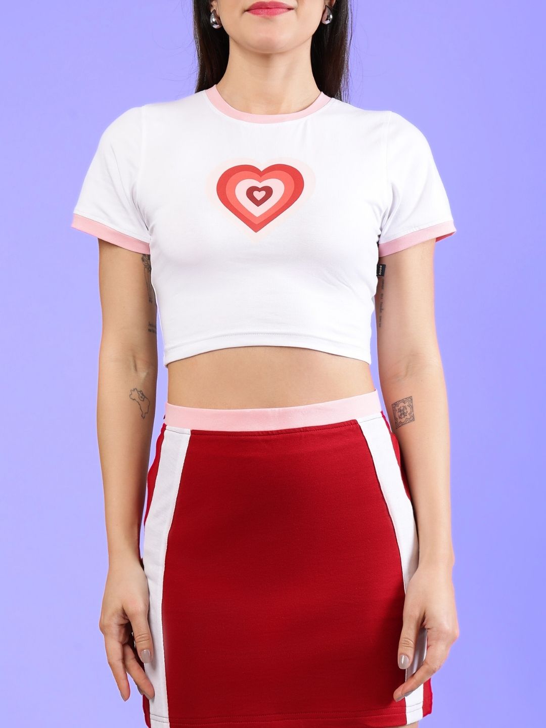 WOMEN'S LIBI HEART ACTIVE CO-ORD SET (WHITE-RED)