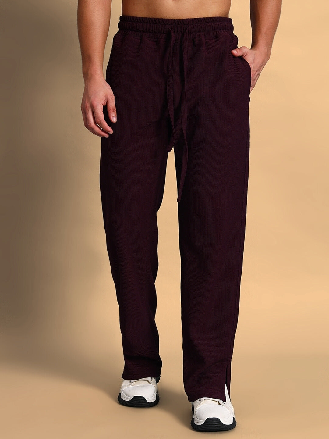 FROWZY SIDE SLIT JOGGERS (WINE)