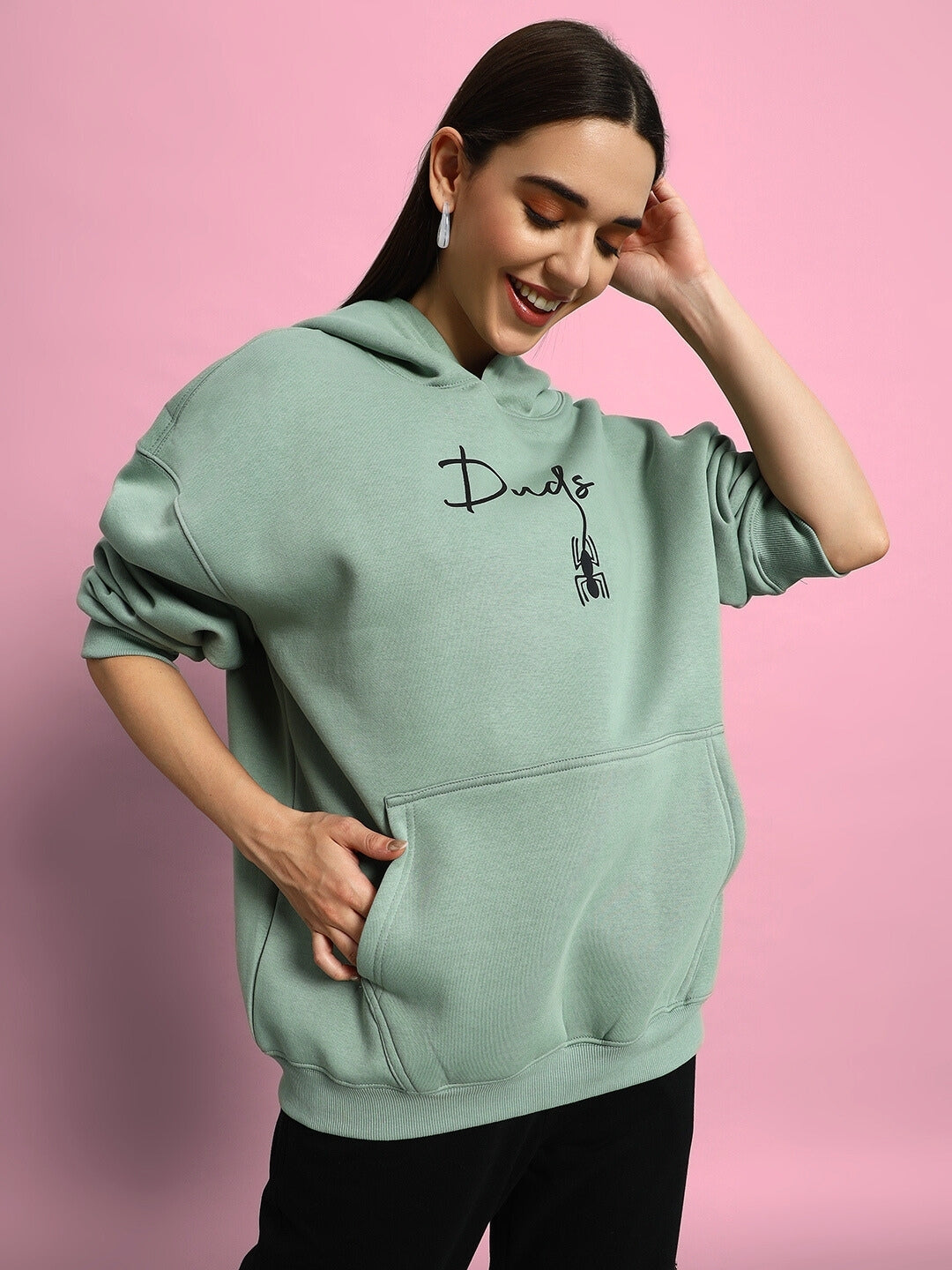 Women's Spiderman Oversized Hoodie (Jade Green)