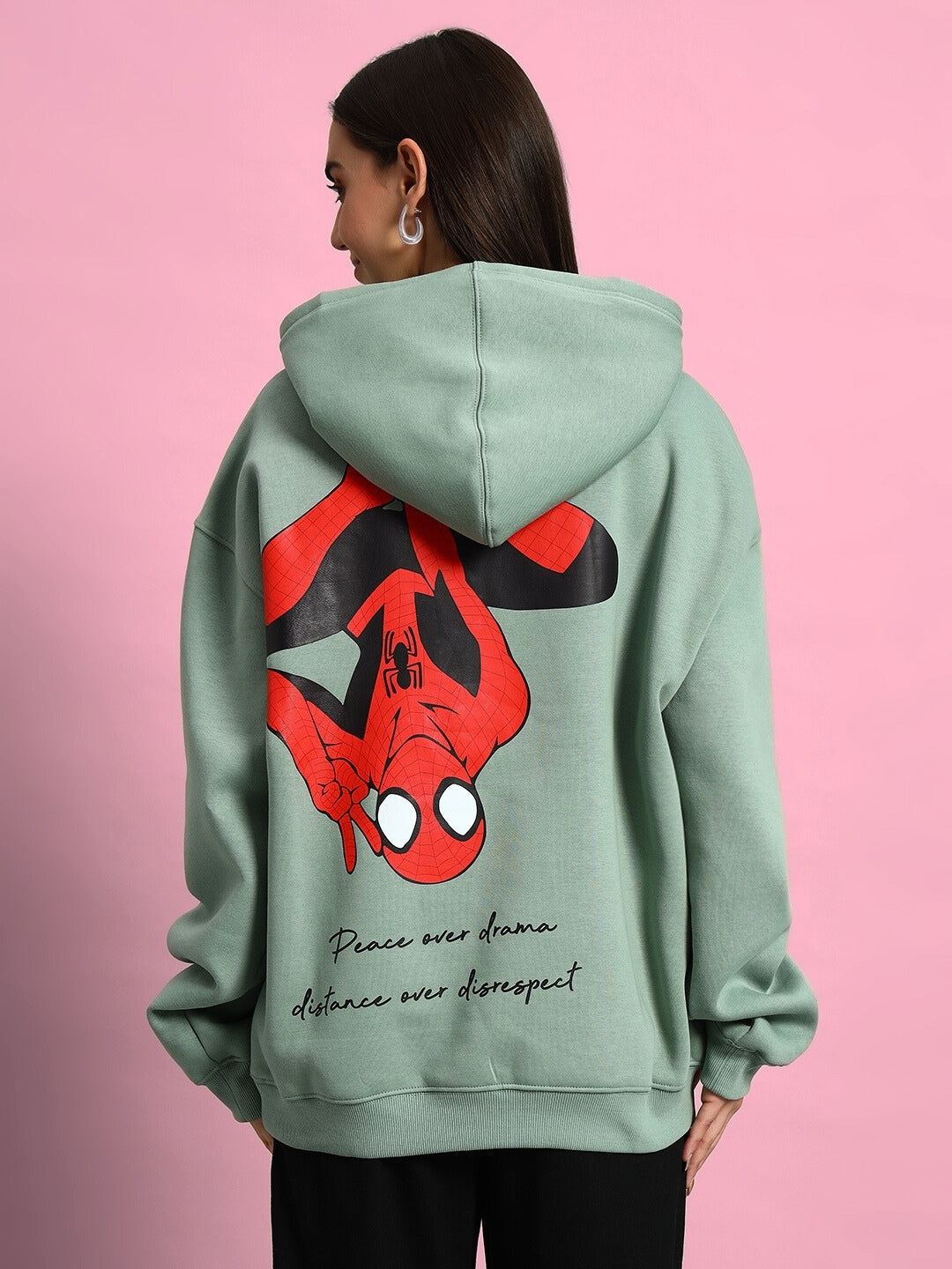 Women's Spiderman Oversized Hoodie (Jade Green)