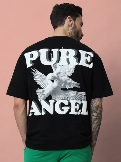 Pure Angel Puff Print Over-Sized T-Shirt (Black)