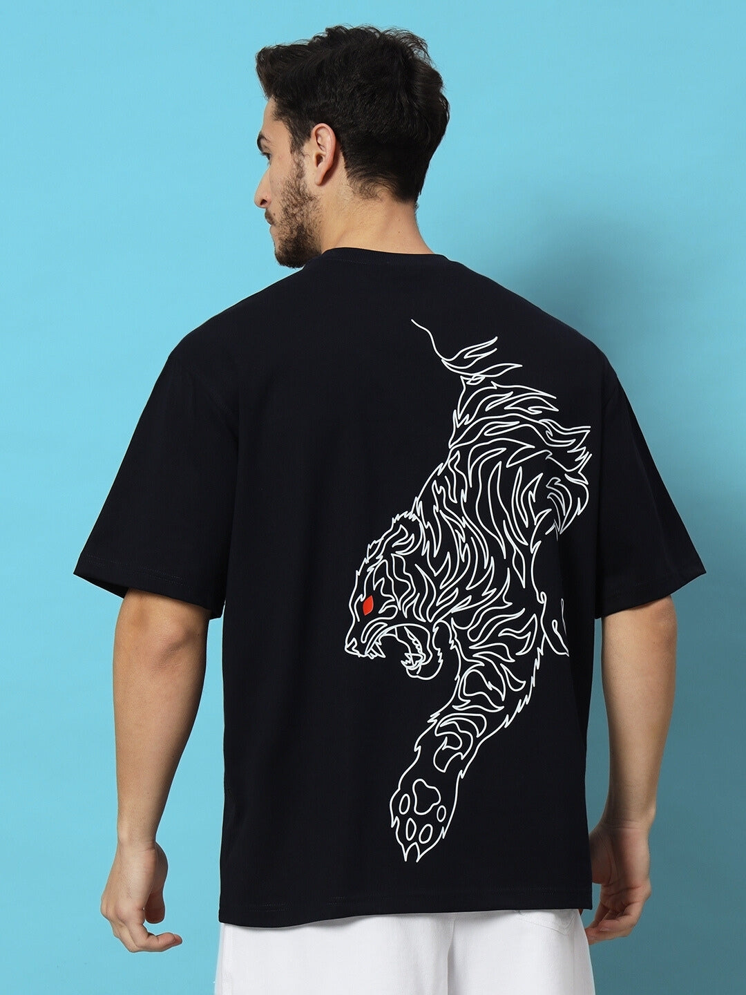 Flame Howl Over-Sized T-Shirt (Navy Blue)