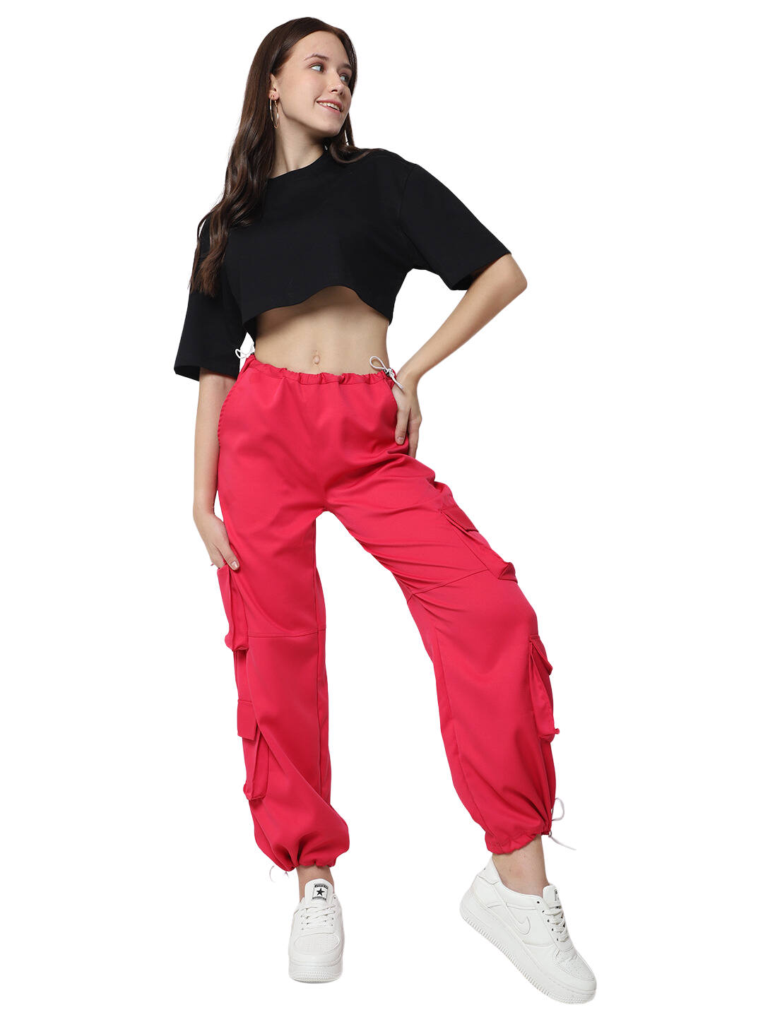 Street Wear Parachute Cargo Pants (Hot Pink) - Wearduds