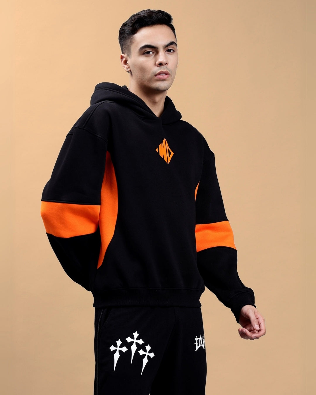 WD Gorbcore Colorblock Hoodie (Black-Orange)