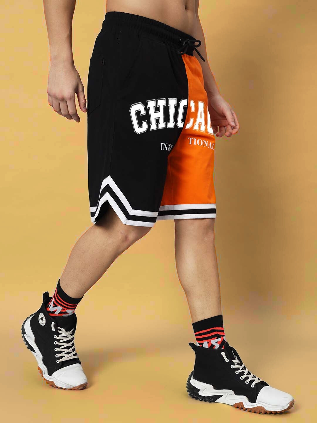 Chicago Regular Fit Shorts (Orange-Black)