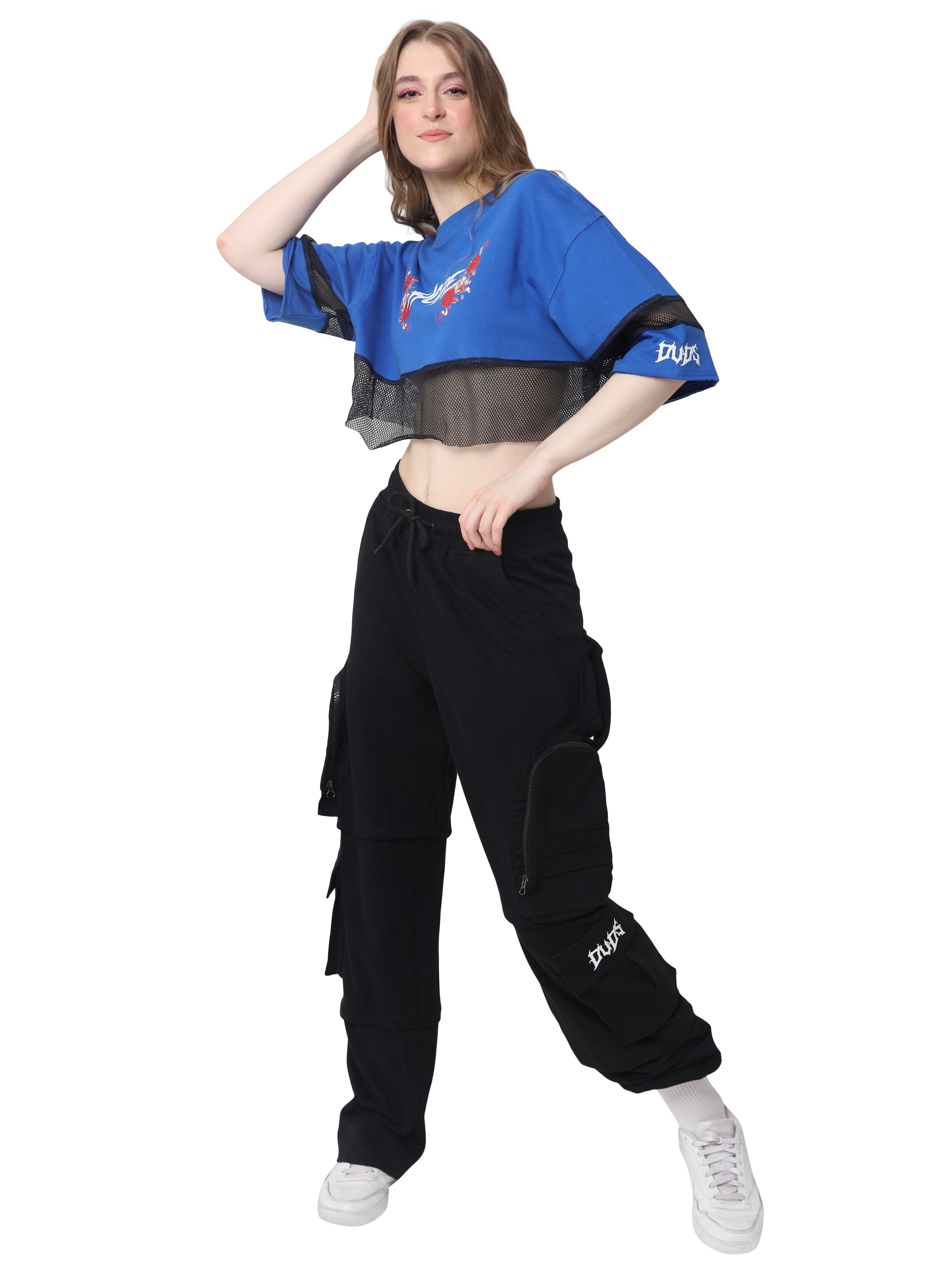 Hope Oversized Cropped T-Shirts (Blue) - Wearduds