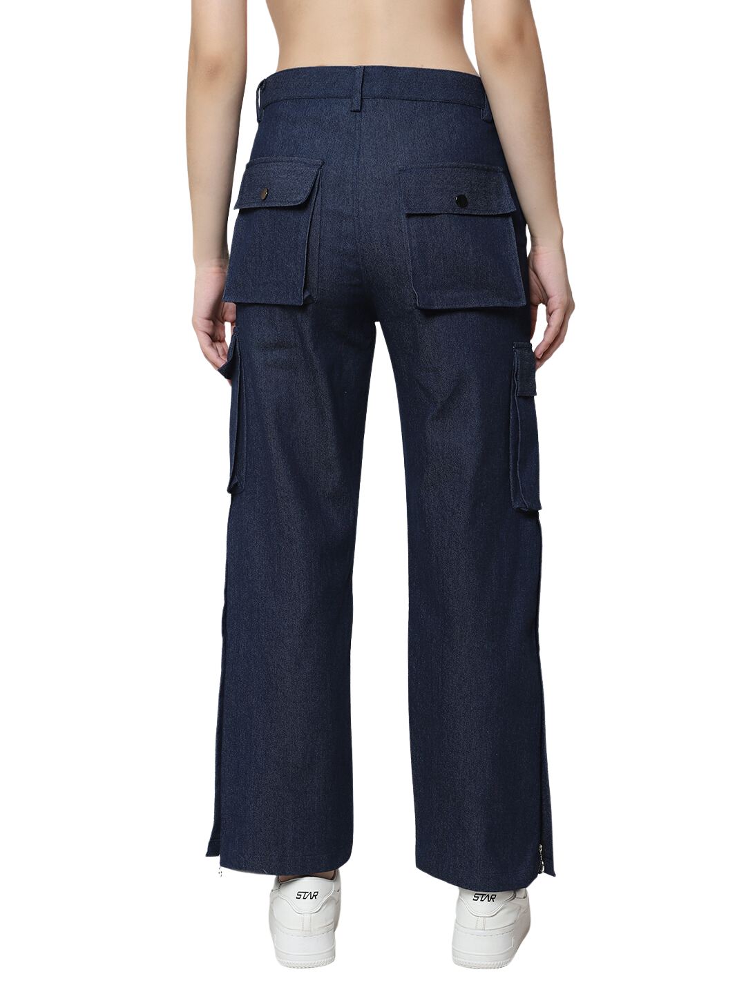 8 Pocket Denim Cargo Pants (Blue) - Wearduds