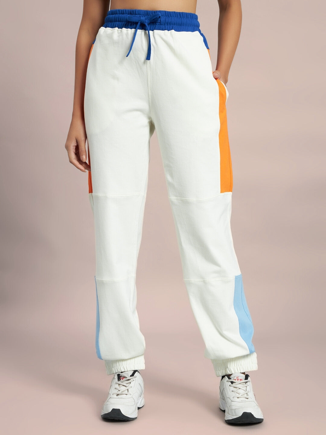 WOMEN'S PARKER SIDE CONTRAST JOGGERS (OFF-WHITE)