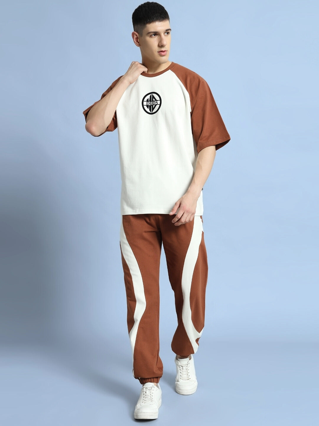 Cocoa Co-Ord Set (Off White-Brown)