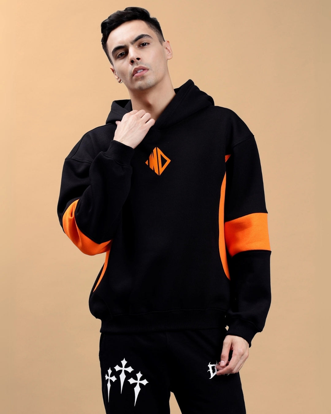 WD Gorbcore Colorblock Hoodie (Black-Orange)