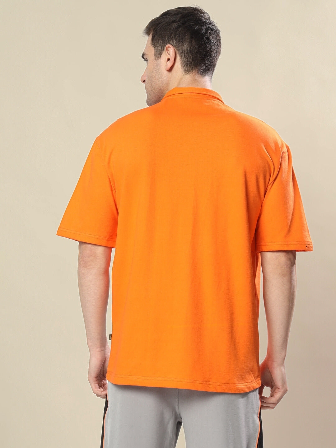 Cheugy Oversized Polo T-Shirt (Orange-White)