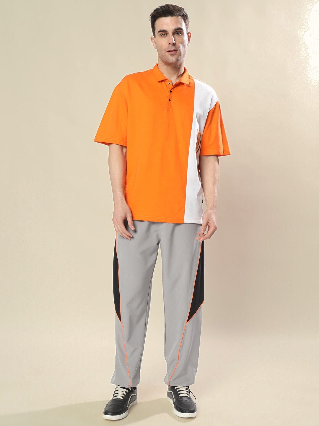 Cheugy Oversized Polo T-Shirt (Orange-White)