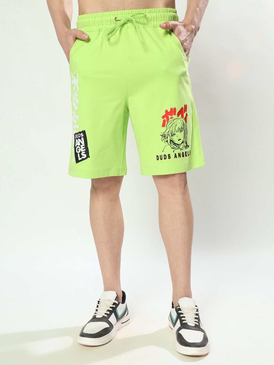 Duds Anime Girl Regular Fit Shorts (Neon Green)
