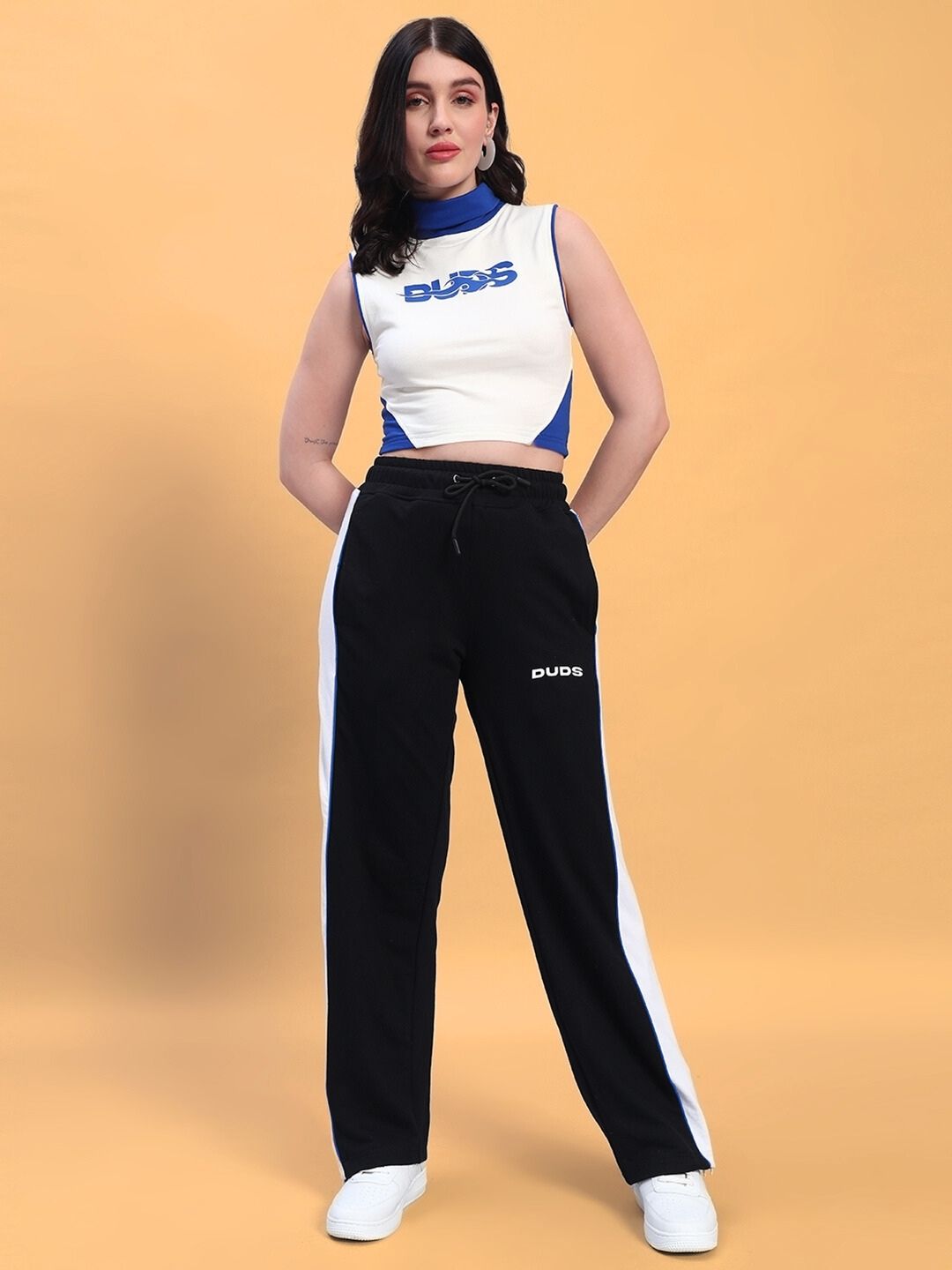 WOMEN'S MYSKY CO-ORD SET (WHITE-R BLUE)