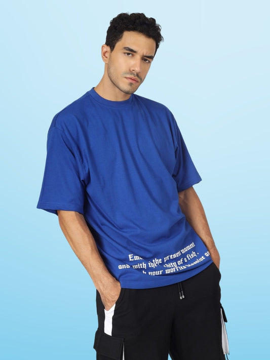 fish over sized t shirt cobalt blue