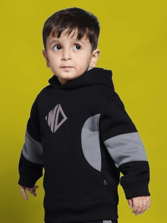 WD GORBCORE COLORBLOCK HOODIE FOR BOYS & GIRLS (BLACK-GREY)