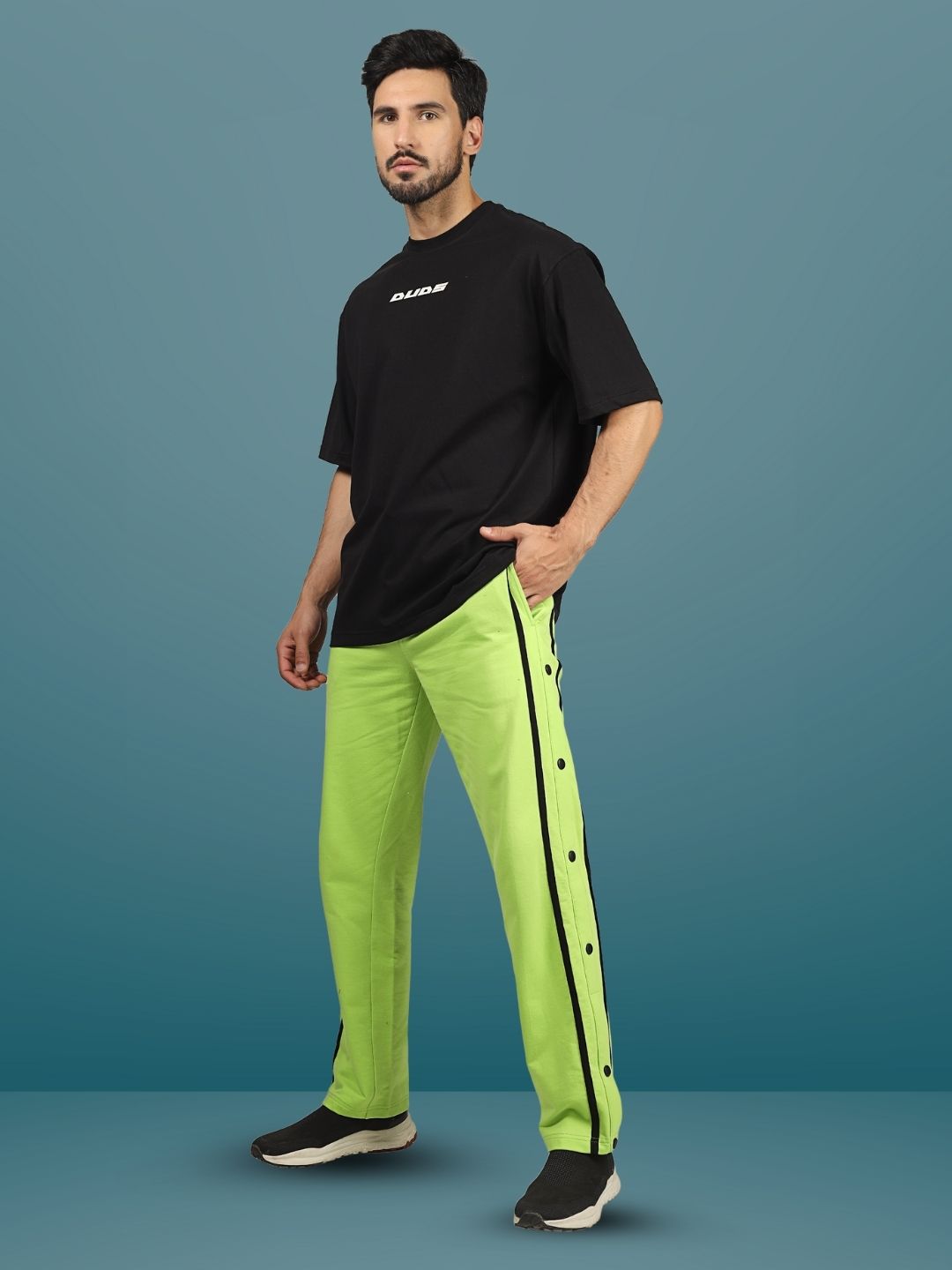 Contrast Panel Joggers (Neon Green) - Wearduds