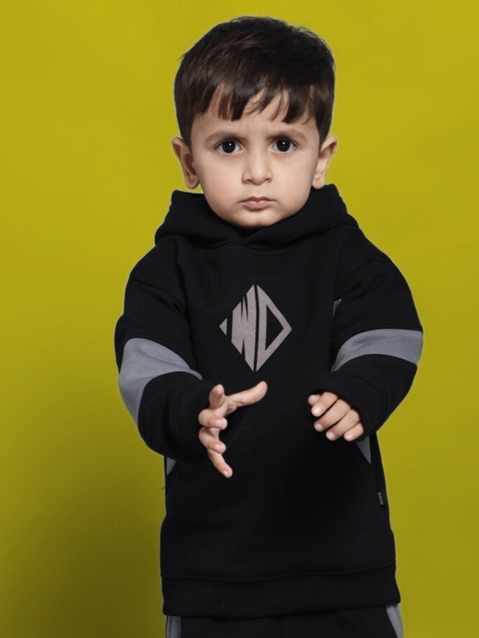 WD GORBCORE COLORBLOCK HOODIE FOR BOYS & GIRLS (BLACK-GREY)