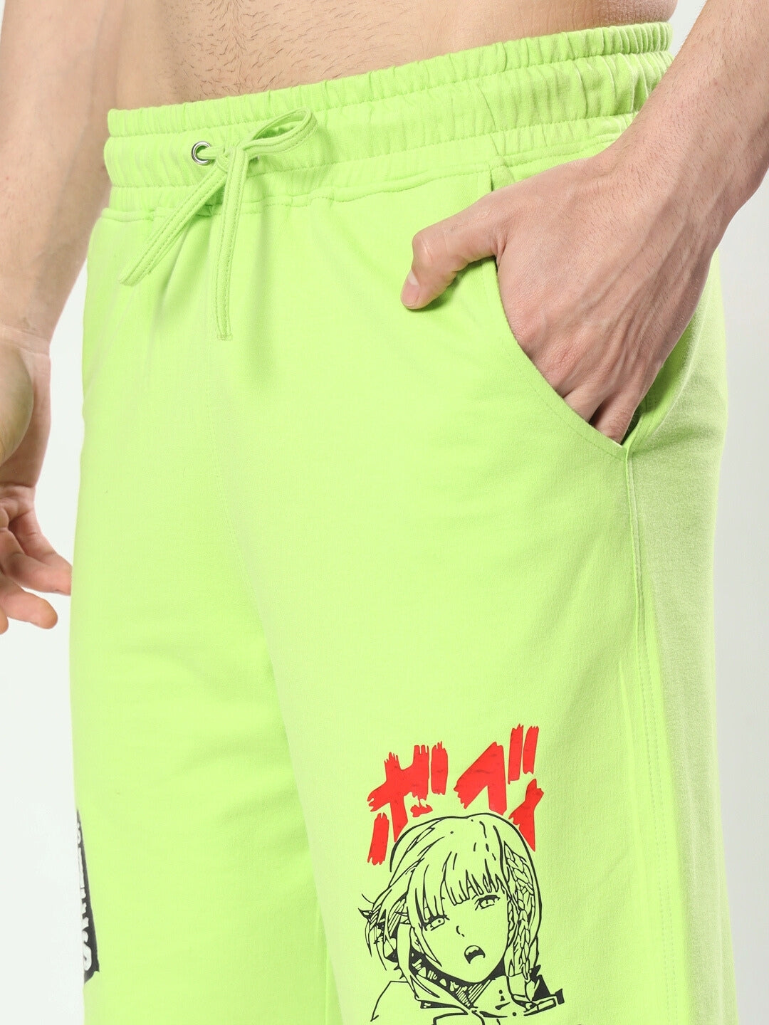 Duds Anime Girl Regular Fit Shorts (Neon Green)