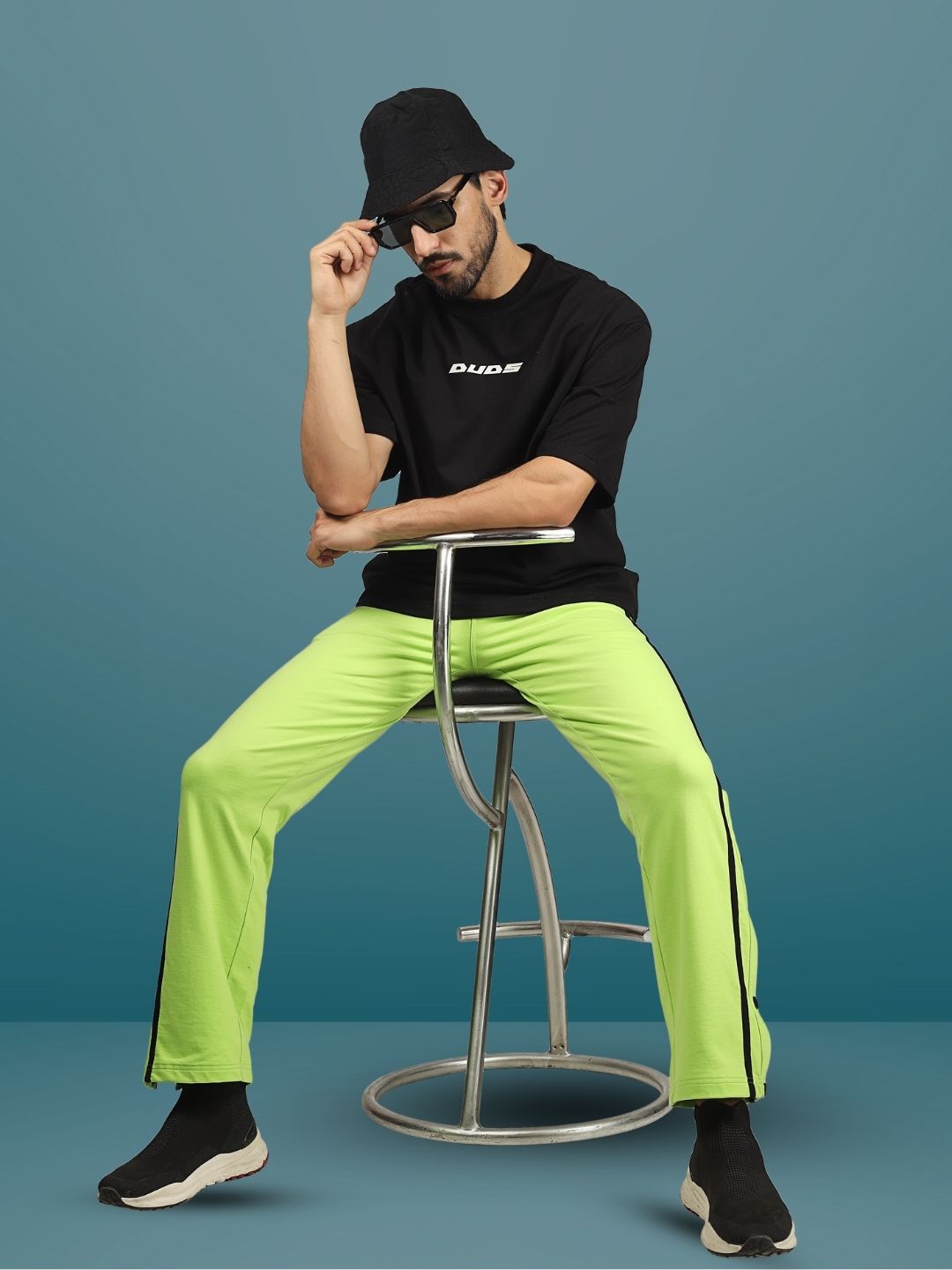 Contrast Panel Joggers (Neon Green) - Wearduds