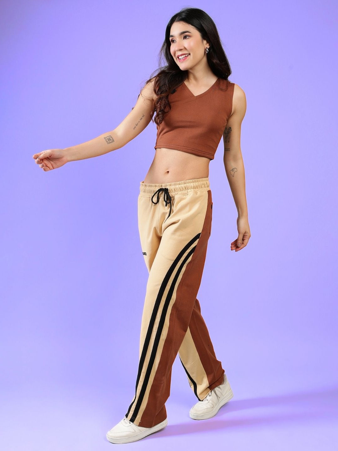 WOMEN'S BRACING CO-ORD SET (CREAM BROWN)