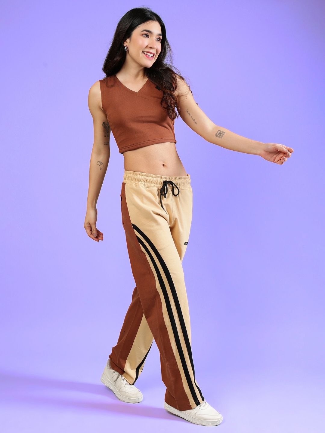 WOMEN'S BRACING CO-ORD SET (CREAM BROWN)