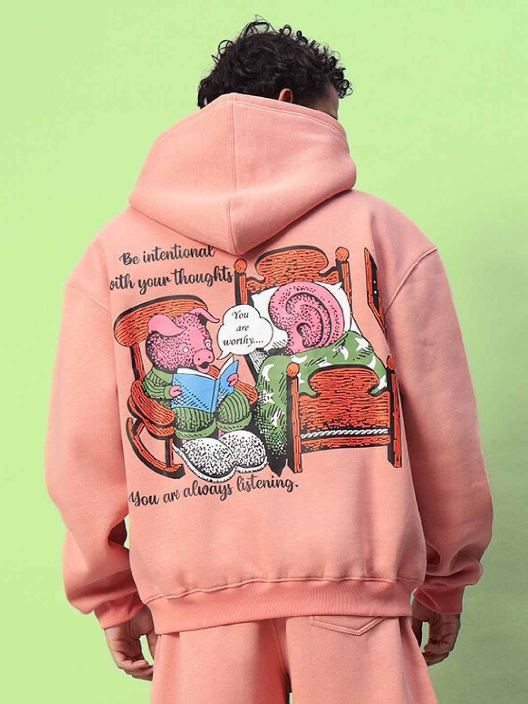 DELIBERATE FLEECE HOODIE (PEACH)