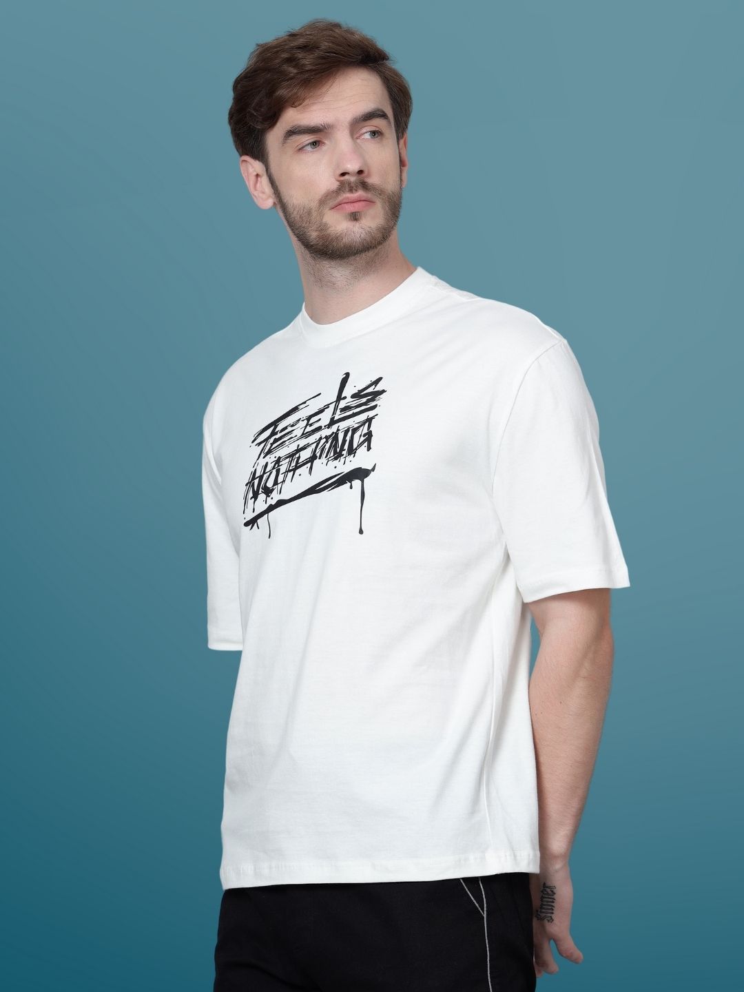 Feels Nothing Over-Sized T-Shirt (White) - Wearduds