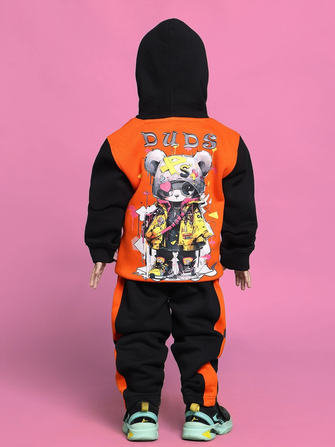 COOL TEDDY CO-ORD FOR BOYS & GIRLS (BLACK-ORANGE)