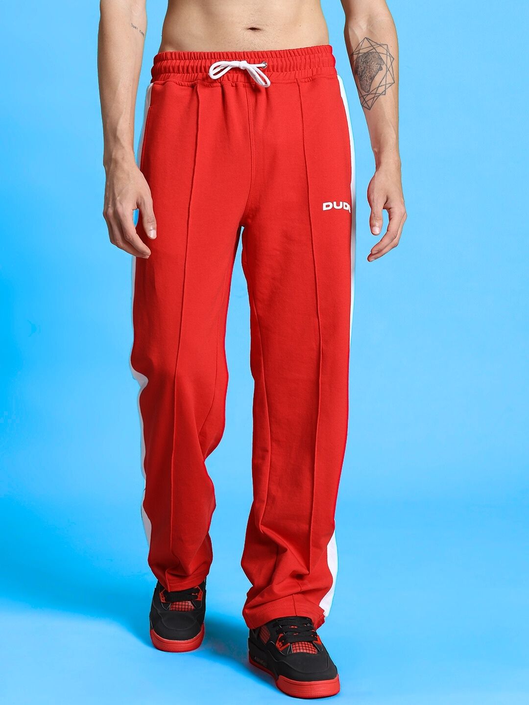 WONDER SLIT ZIPPER JOGGERS (RED-WHITE)