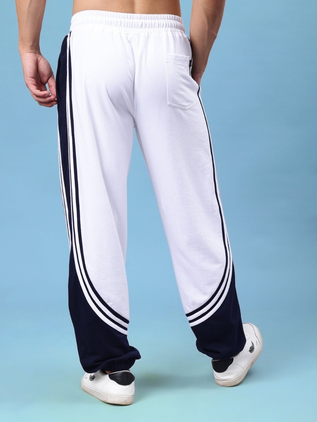 FRENZY CURVE CONTRAST JOGGERS (WHITE-NAVY)