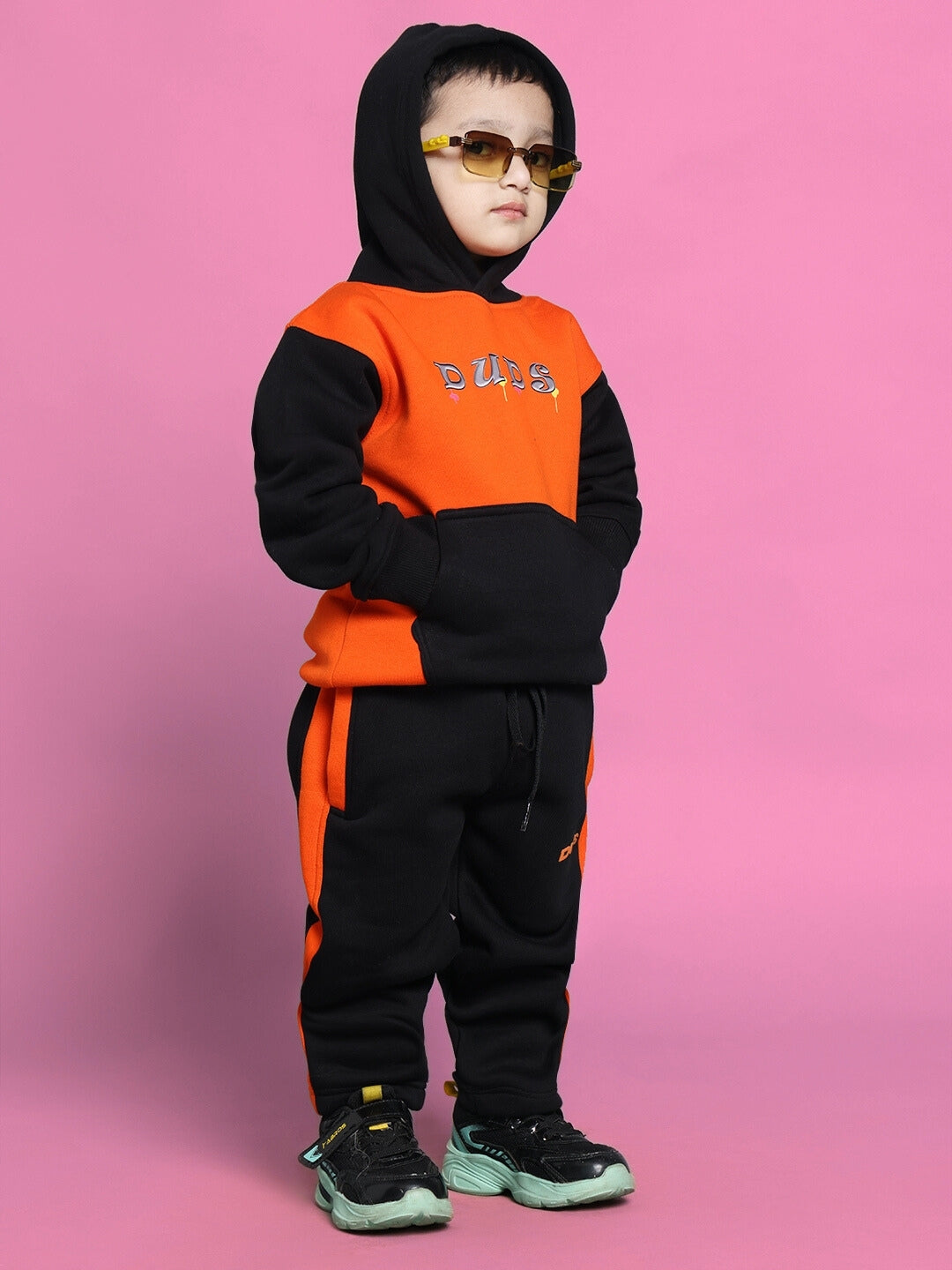 COOL TEDDY CO-ORD FOR BOYS & GIRLS (BLACK-ORANGE)