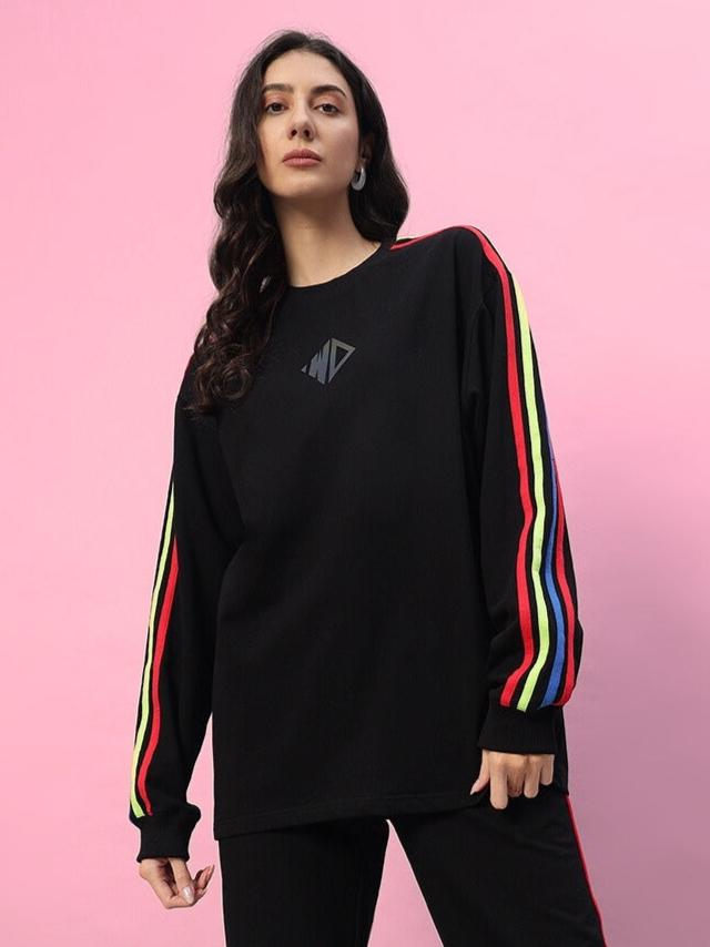 WOMEN'S RAINBOW COLORBLOCK SWEATSHIRT (BLACK)