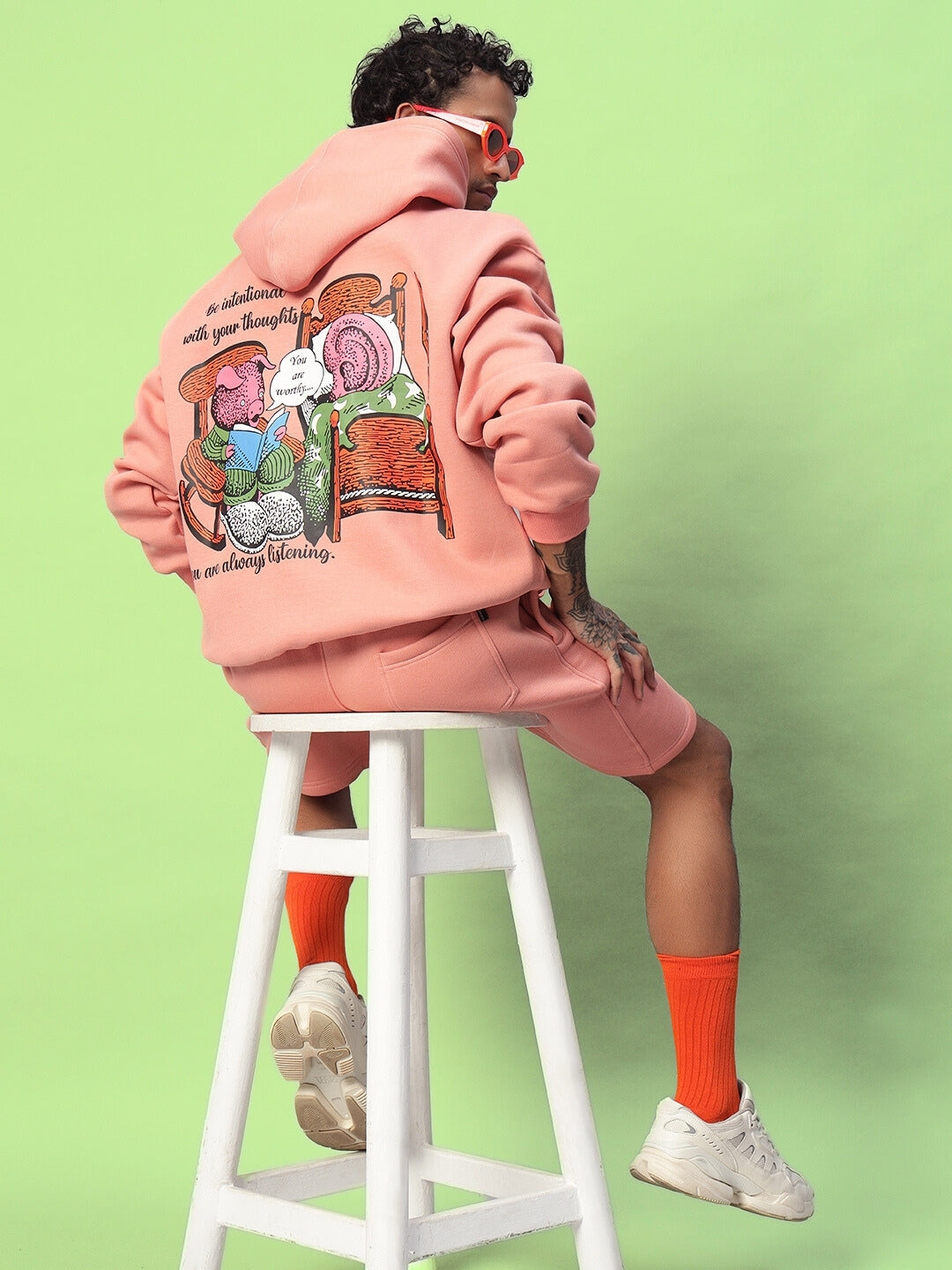 DELIBERATE FLEECE HOODIE (PEACH)