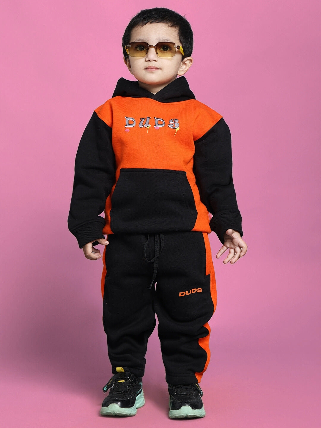 COOL TEDDY CO-ORD FOR BOYS & GIRLS (BLACK-ORANGE)