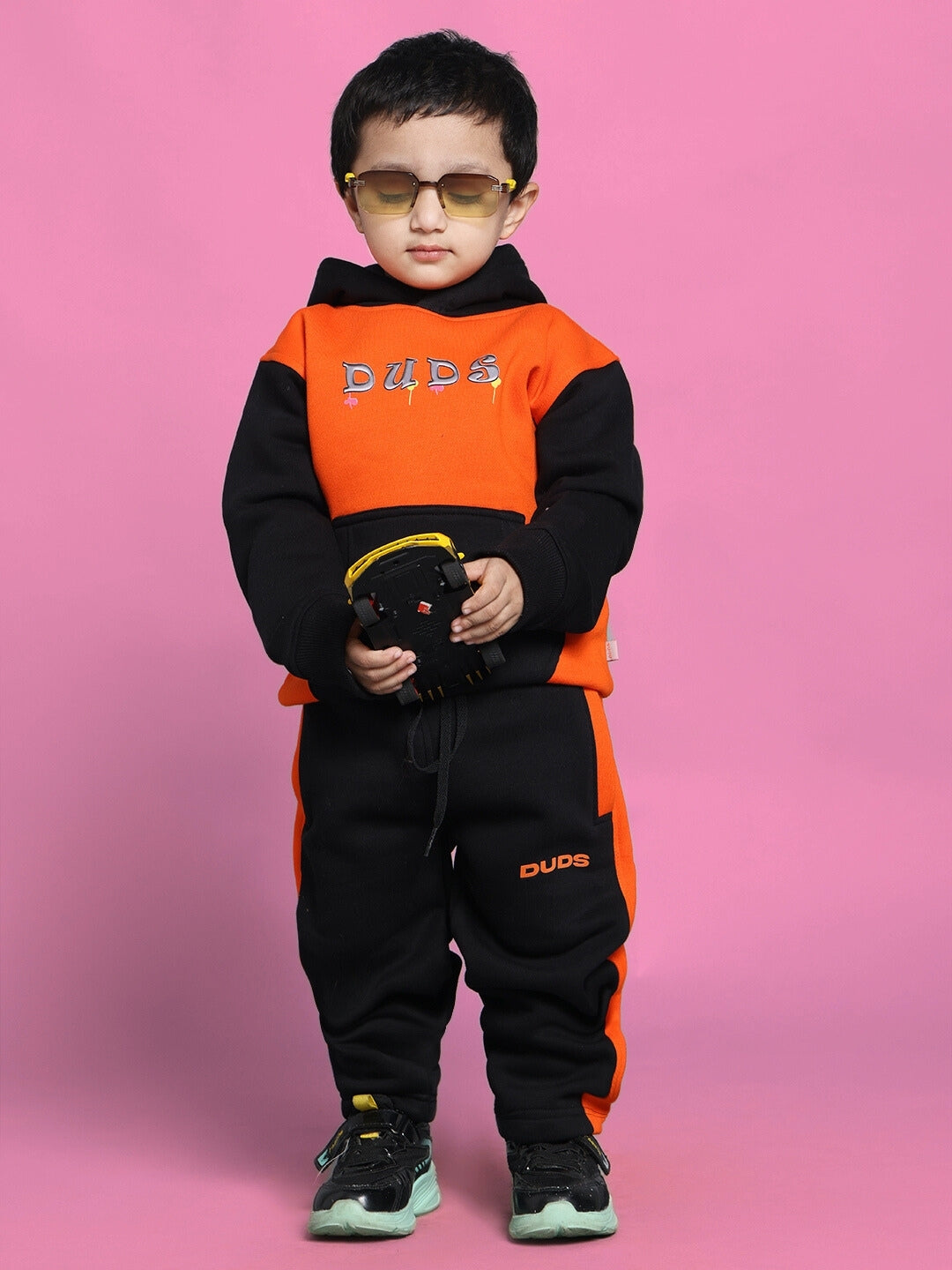 COOL TEDDY CO-ORD FOR BOYS & GIRLS (BLACK-ORANGE)