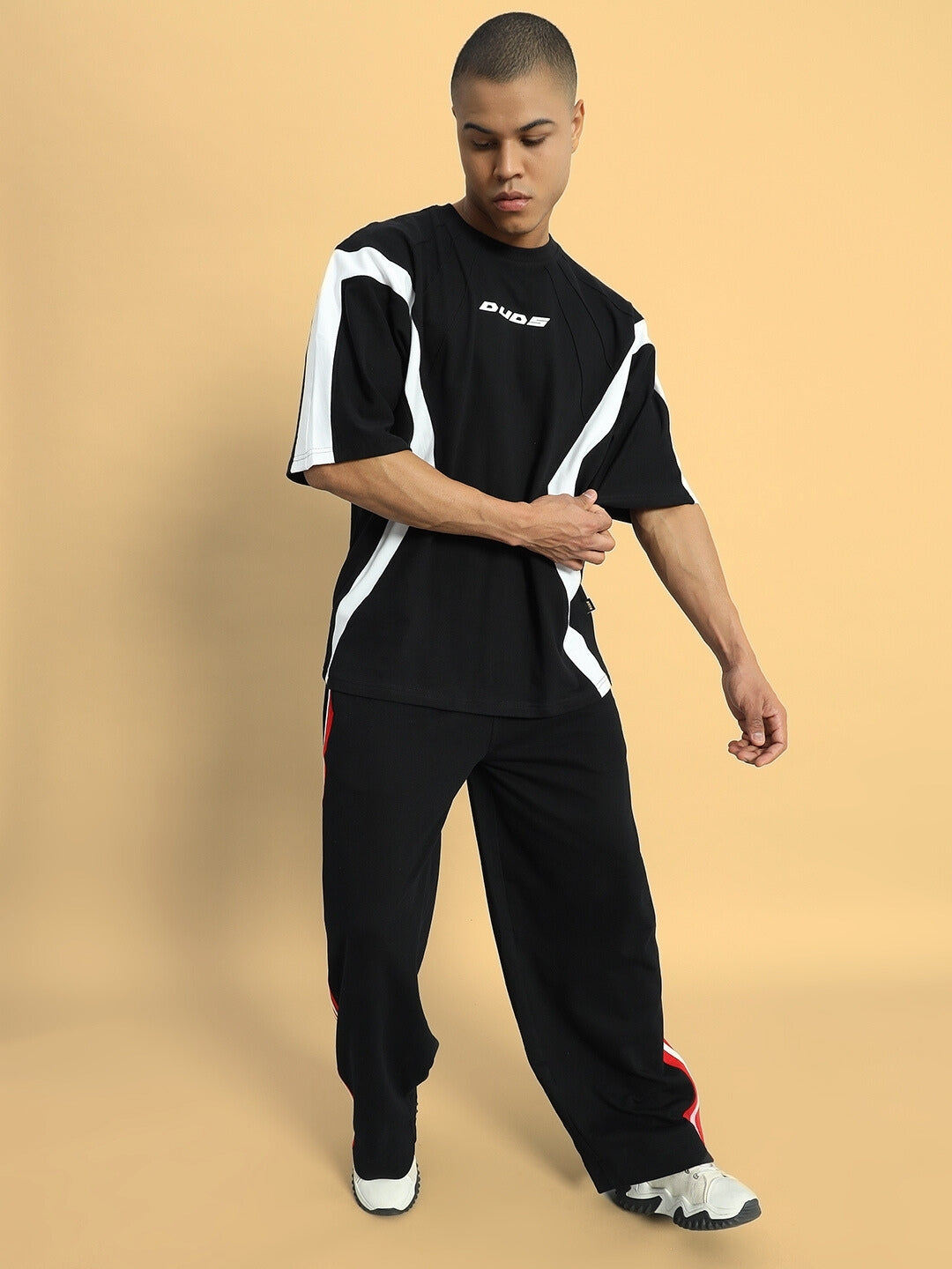 MILANO RELAXED-FIT JOGGERS (BLACK-RED)