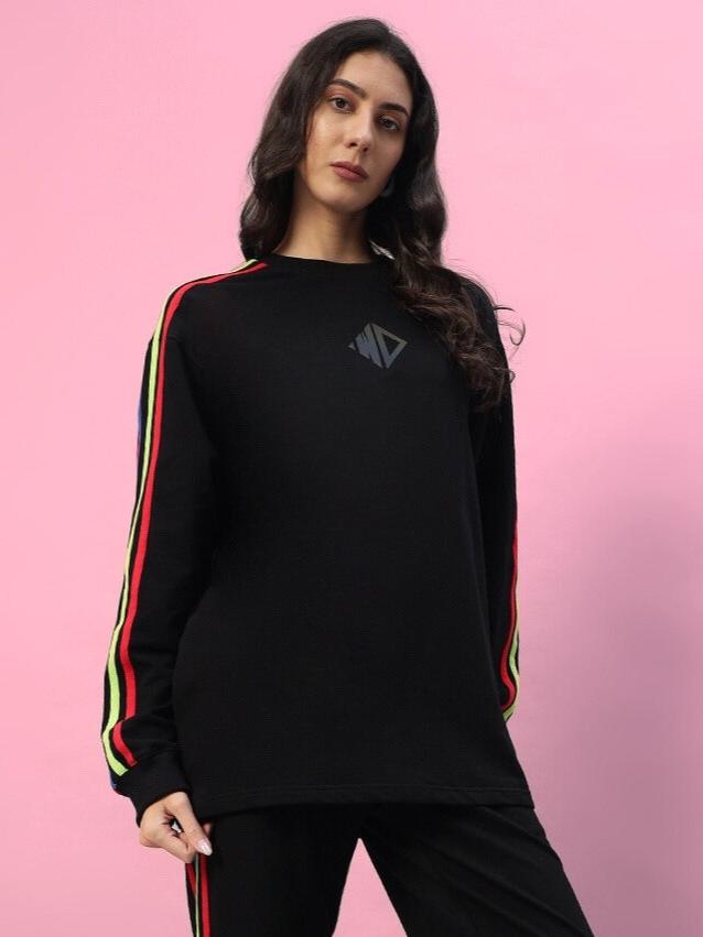 WOMEN'S RAINBOW COLORBLOCK SWEATSHIRT (BLACK)