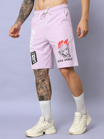 Duds Anime Girl Regular Fit Shorts (Lilac)