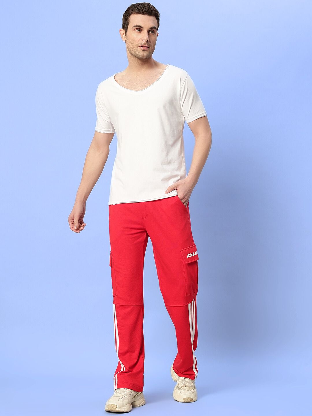 RICKY RELAXED FIT CO-ORD SET (WHITE-RED)