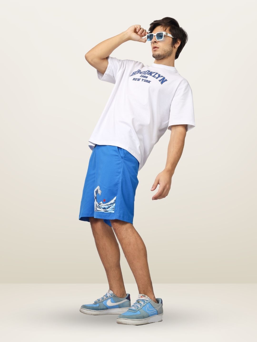 The Great Wave Regular Fit Shorts (Blue) - Wearduds